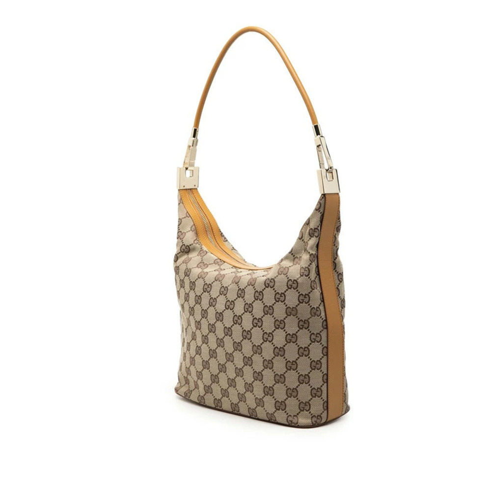 Gucci Hobo Canvas Beige GG Bag Leather